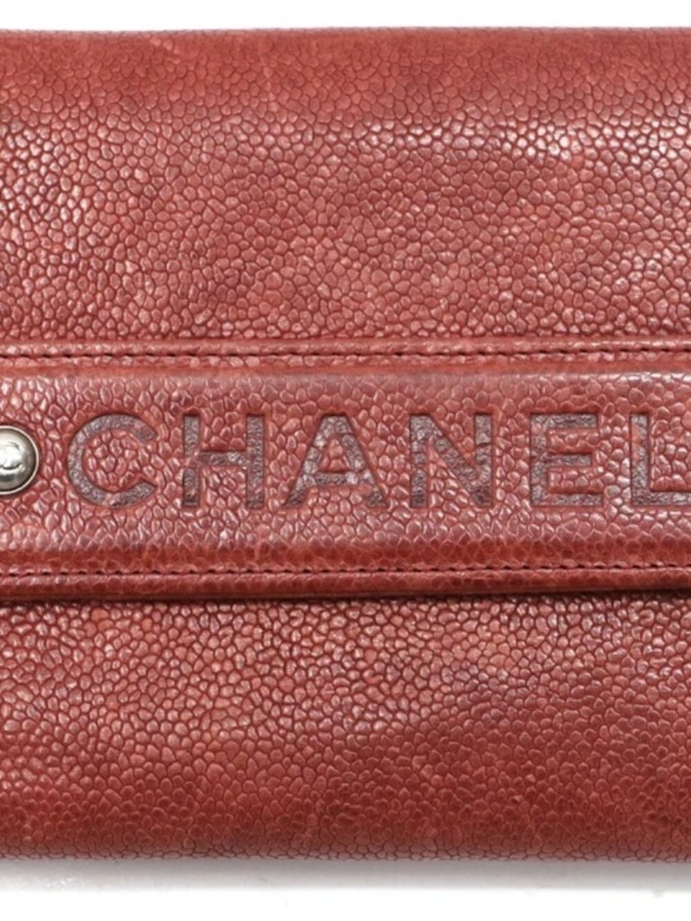 Chanel Red Caviar Leather Billfold Vintage 2005 Wallet